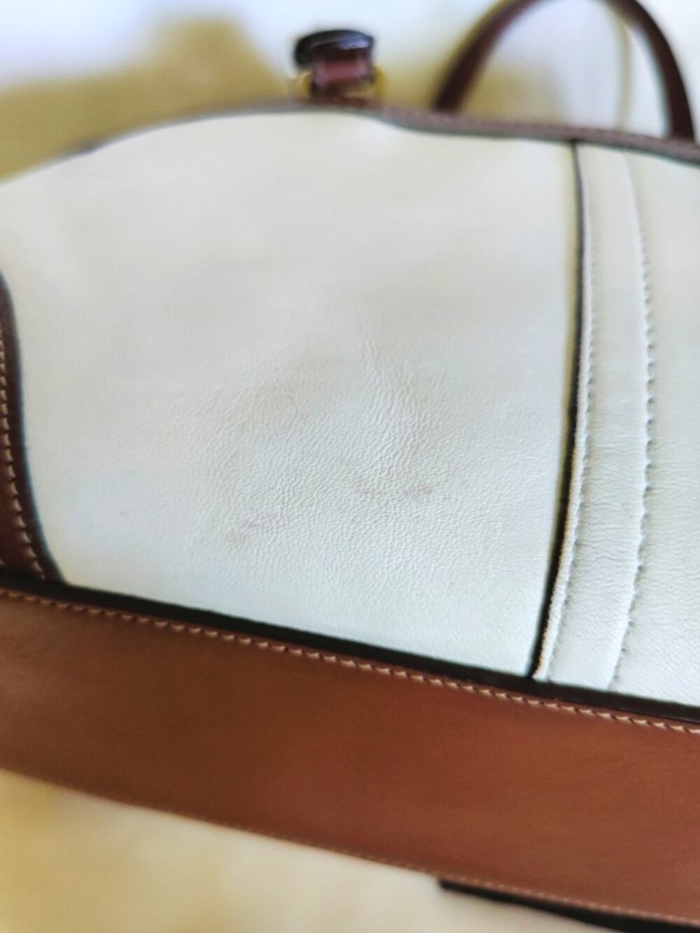 Coach Hamptons Leather Bowler Satchel in White & Saddle, EUC - Picture 7 of 16